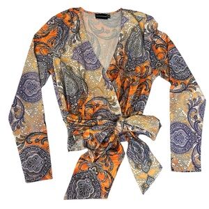 PrettyLittleThing Paisley Wrap Blouse Sz US4 UK8